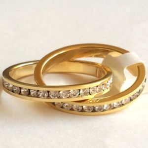 Gold Eternity Ring Double Band Size 8 9 Stackable